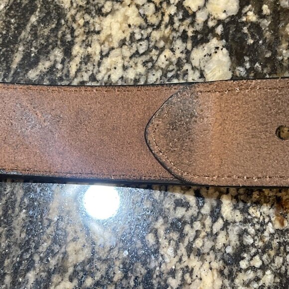 Tommy Hilfiger cowhide buffalo leather brass buckle canvas nautical belt 32/80 - Picture 16 of 16
